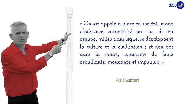 Portrait de Farid Gabteni avec la citation : Est étudiant qui veut, est professeur qui peut, le mieux est d’être les deux.