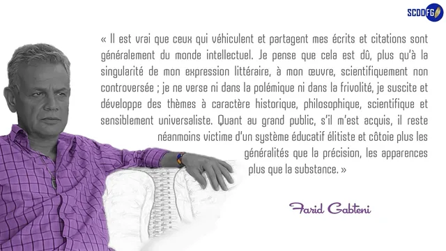 Portrait de Farid Gabteni avec la citation : La Foi n’est pas synonyme d’ignorantisme…